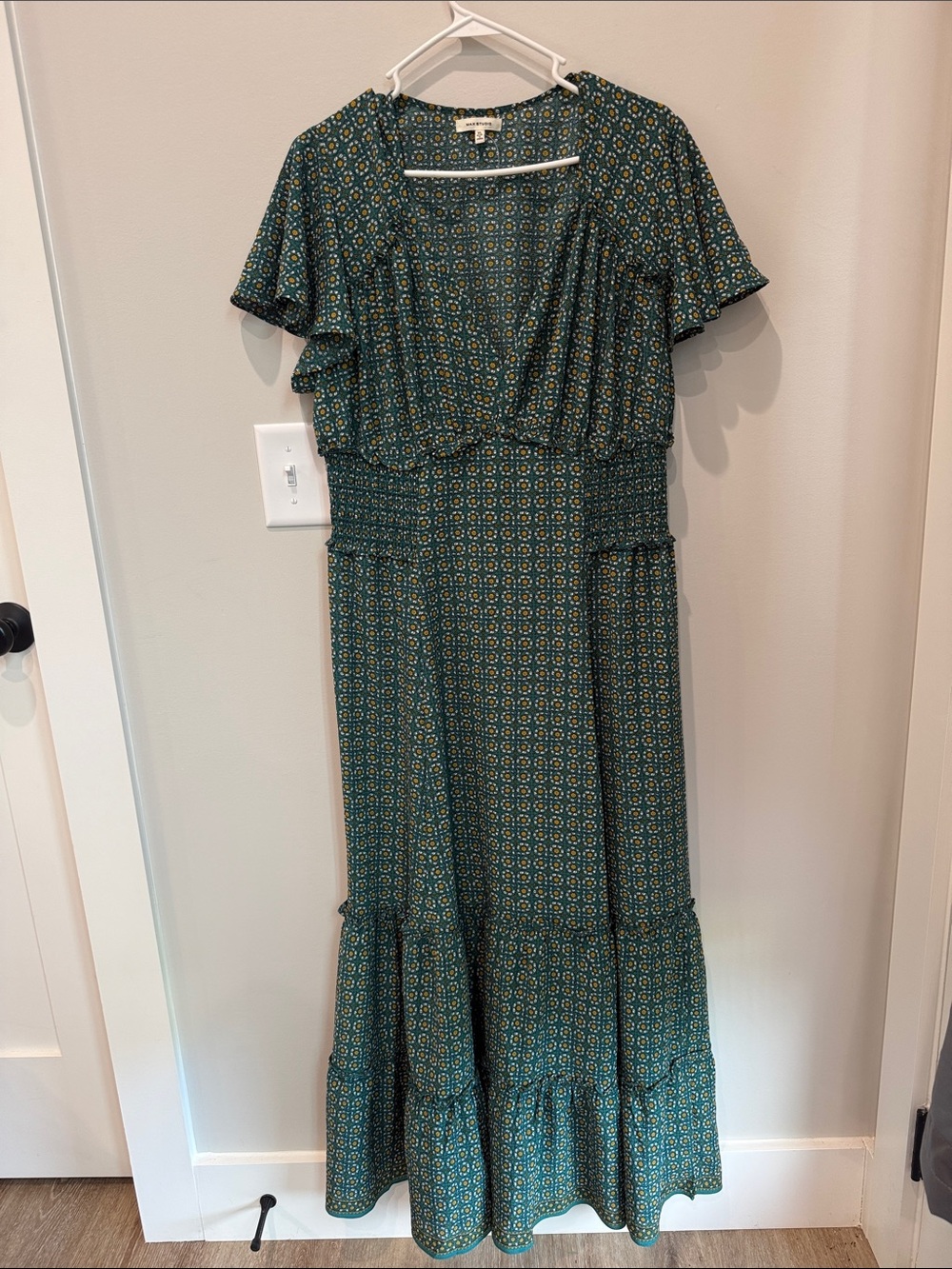 Max Studio Dark Teal Print Maxi Dress